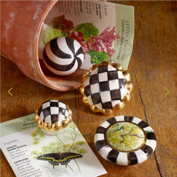 SOLD OUT - Mackenzie Childs Courtly Check with Green Center Knob - Sold as a Set - Picture 6 of 7